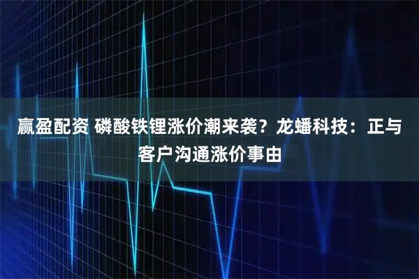 赢盈配资 磷酸铁锂涨价潮来袭？龙蟠科技：正与客户沟通涨价事由